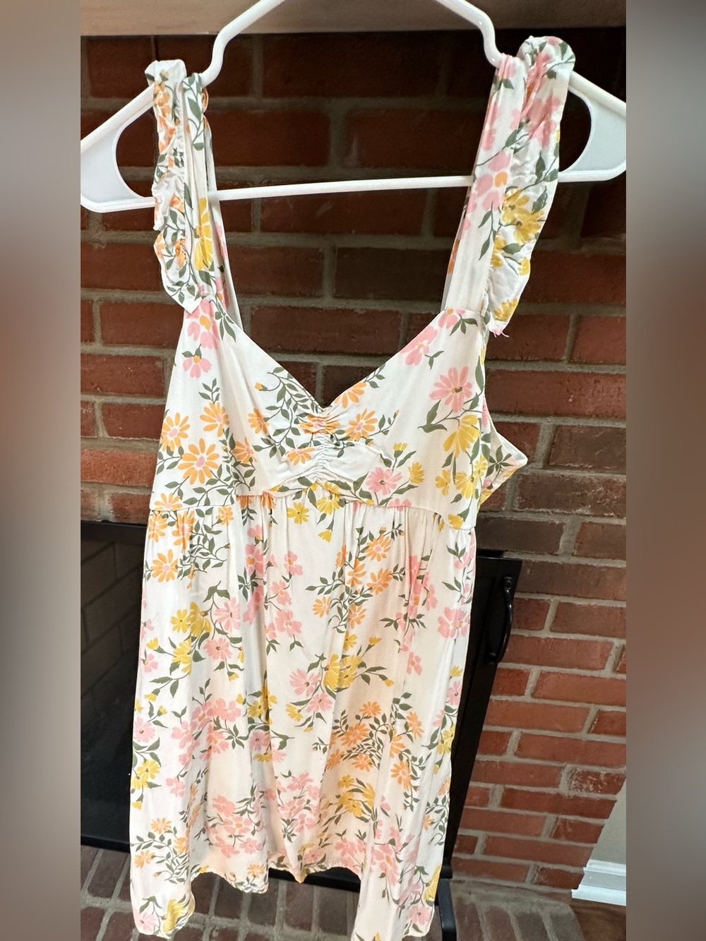Andree Cream Floral Sundress with Pink and Yellow Flowers